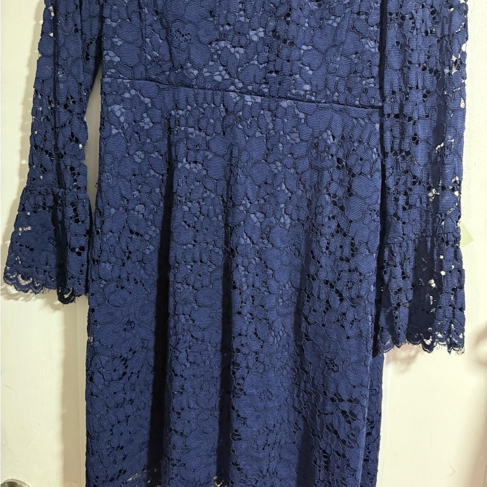 Betsey Johnson Navy Lace Long Sleeve Dress